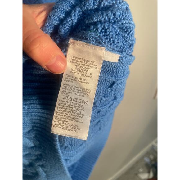 J. Crew Blue Diagonal Cable Knit Cotton Sweater Size Small - Picture 10 of 11